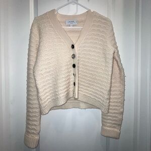 La Ligne wool and cashmere blend cardigan in cream.